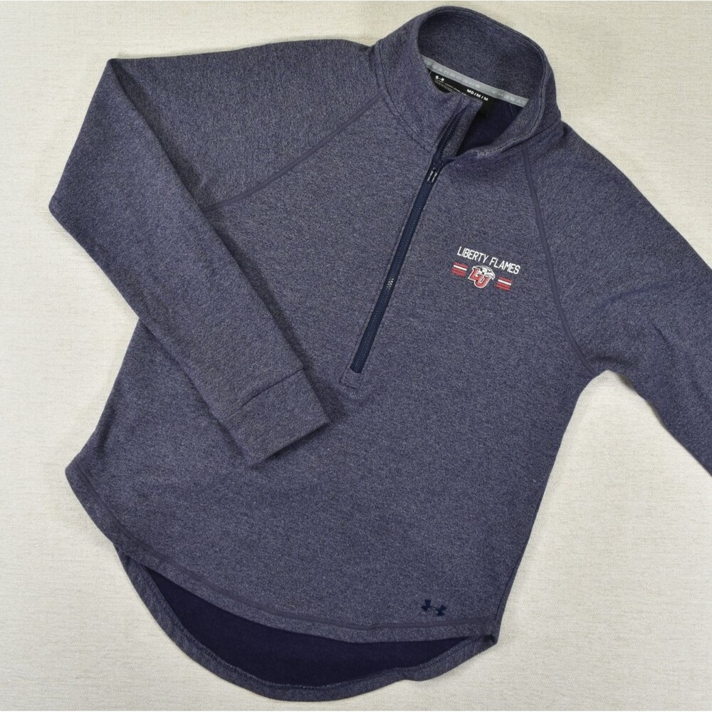 Under Armour Liberty Flames Womens Medium Quarter Zip Pullover Heathered Navy